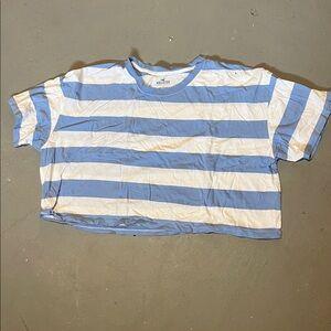 Hollister Blue and White Striped Crop Top